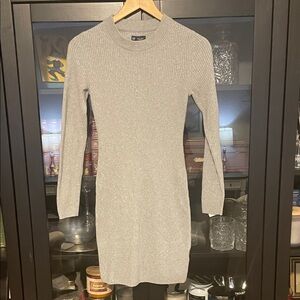 GAP Long Sleeve Ribbed Gray Dress